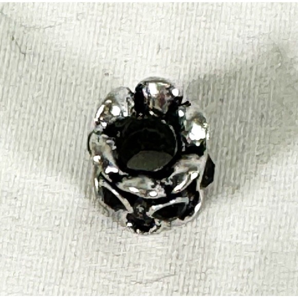 Authentic Pandora Sterling Forget Me Not Black Onyx 925 ALE Charm 790470 - Picture 3 of 3